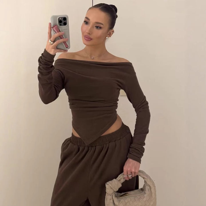 Dame Off-Shoulder Overdel med innovativt snit Stilla