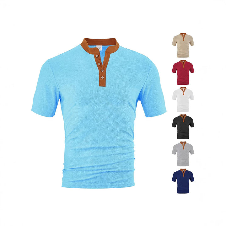 Herrer poloshirt med elegant Henley-udskæring og struktureret design Stilla