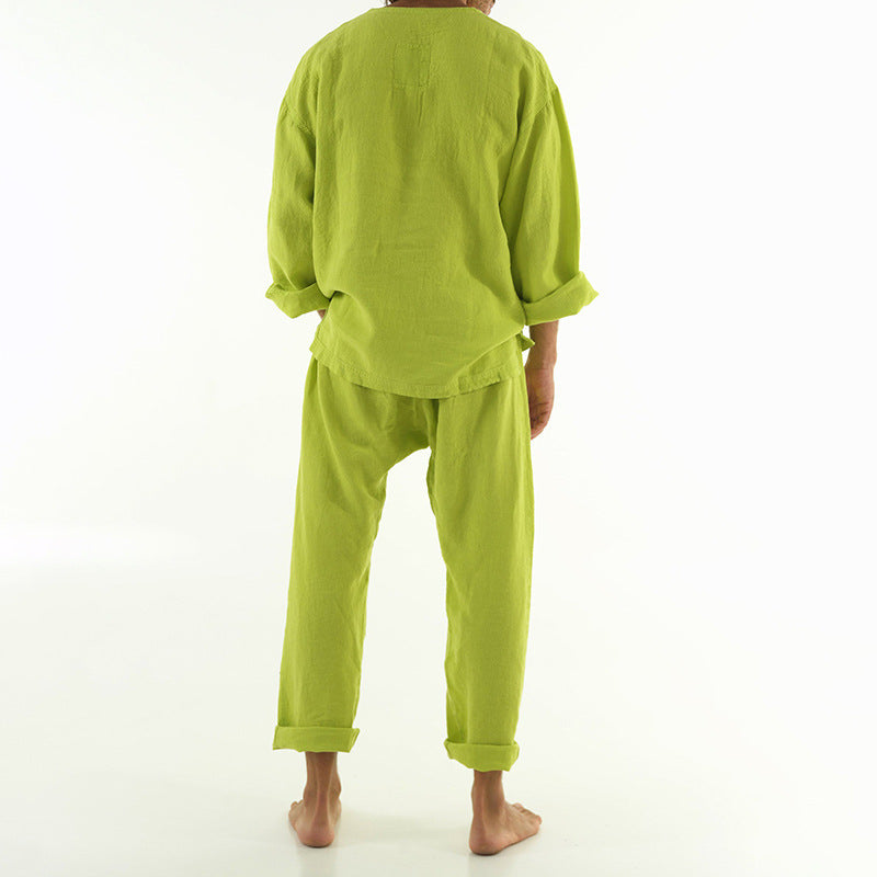 Herre afslappet linned blouse med praktisk kængurulomme Stilla