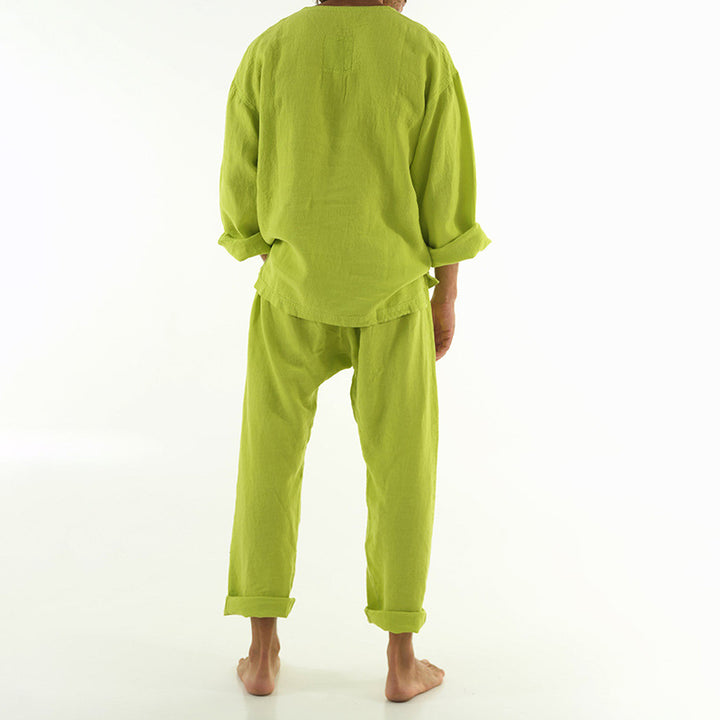 Herre afslappet linned blouse med praktisk kængurulomme Stilla