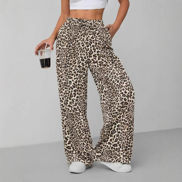 Dame Relaxed Fit Leopardmønster Palazzo-Bukser Stilla
