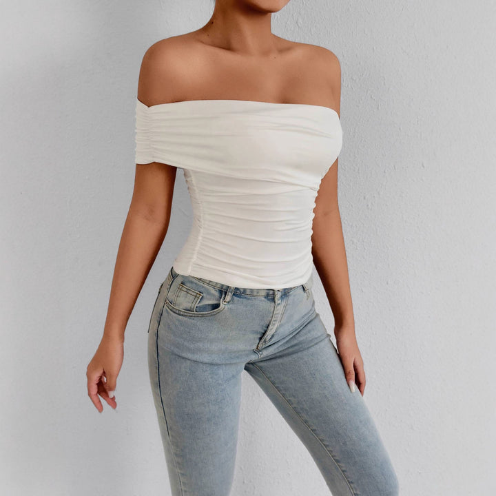 Dame Off-Shoulder top med raffinerede flæsedetaljer Skovae