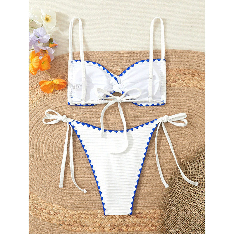 Dame bikini-sæt med frisk bølkemønster og justerbare stropper Stilla
