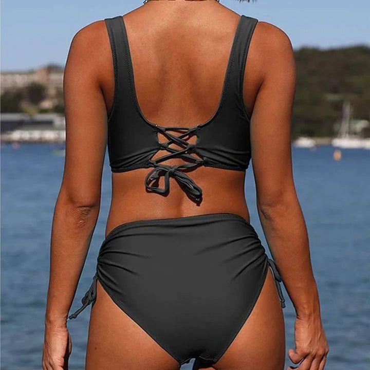 Dame Høj Talje Rynket Bikini Sæt Stilla