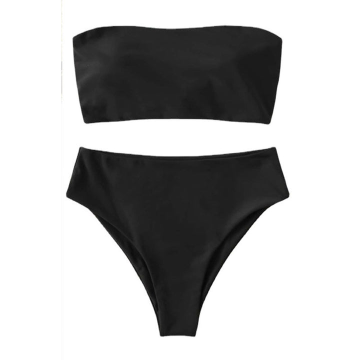 Dame bikini-sæt med bandeau-top og højtaljede bukser Stilla