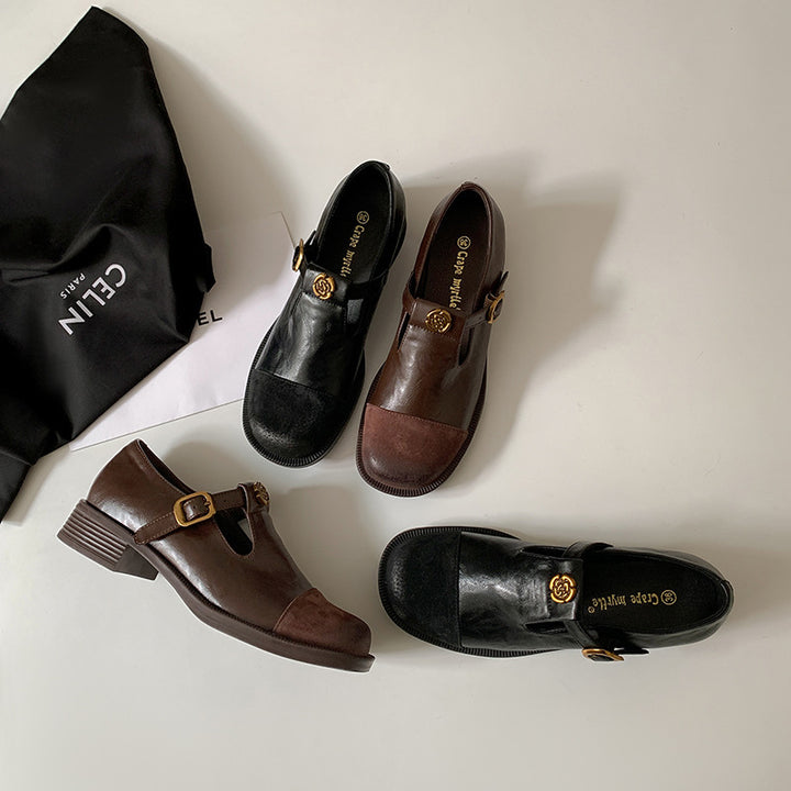 Kvinder Elegante Læder Mary Jane Clogs med Dekorativ Spænde Stilla