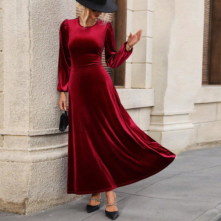 Dame Velour Aftenkjole med Lange Ærmer og Sval Skirt Stilla