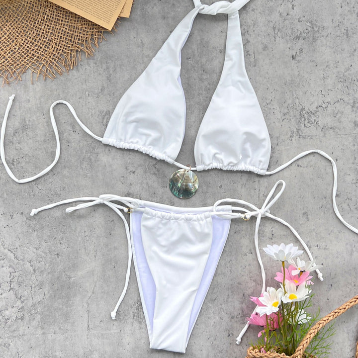 Dame bikini-sæt med usædvanligt halterneck-design og delikate bånd Stilla
