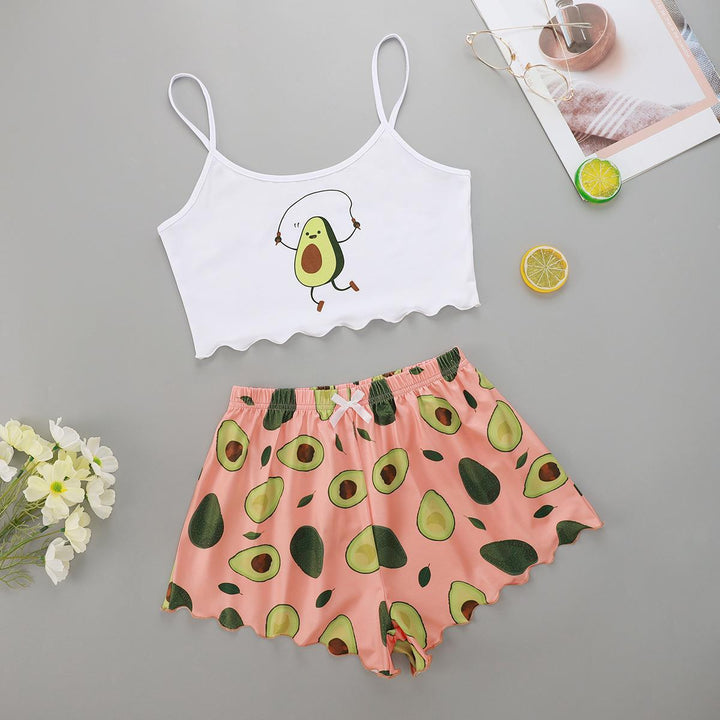 Damer fritid-loungewear-sæt med avocado-motiv Stilla