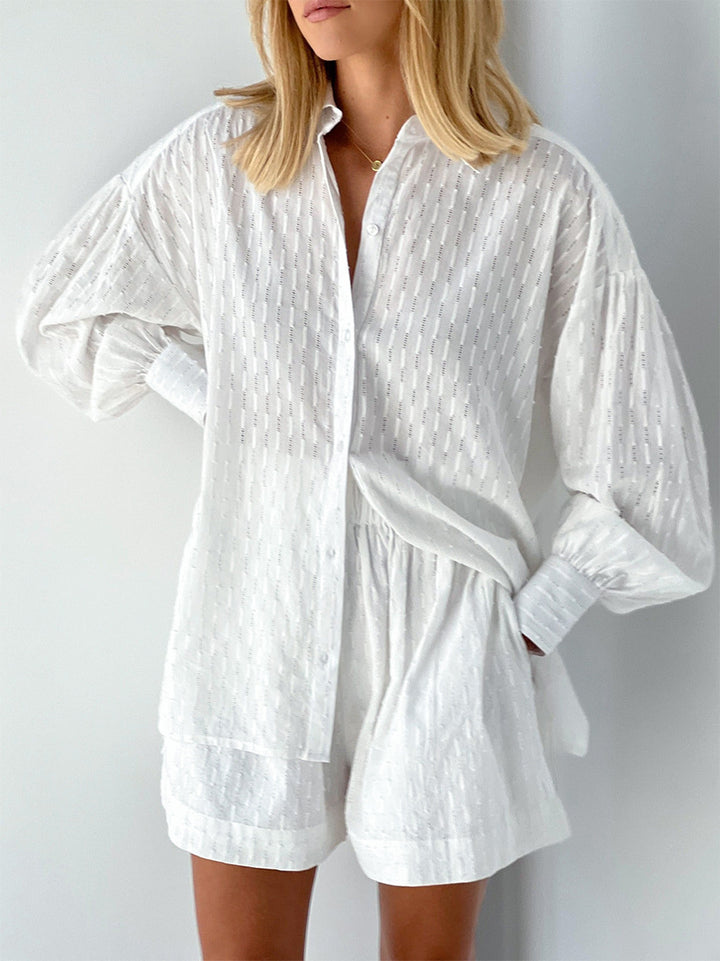 Dame let bluse skjorte med rynker Stilla
