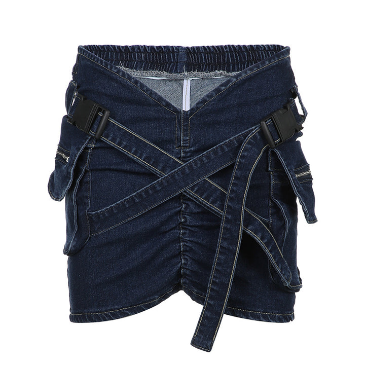 Damen Denim-Minirock mit praktischen Taschen und elastischem Bund Skovae