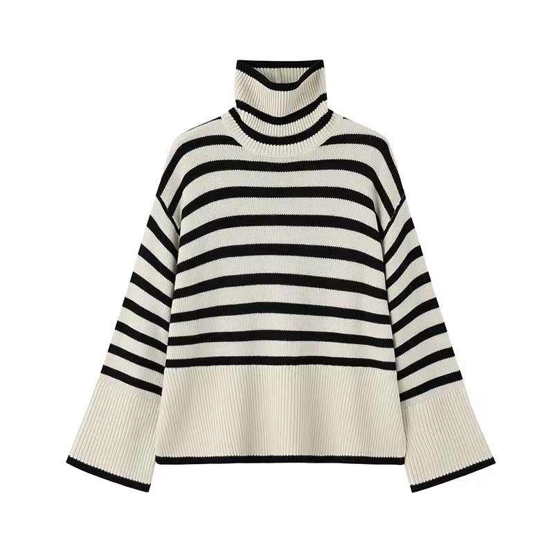 Kvindernes afslappede strikket sweater med stribet design og komfortabel pasform Stilla