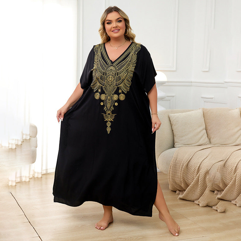 Dame Maxi-kjole med kunstneriske broderier og luftig silhuet Stilla