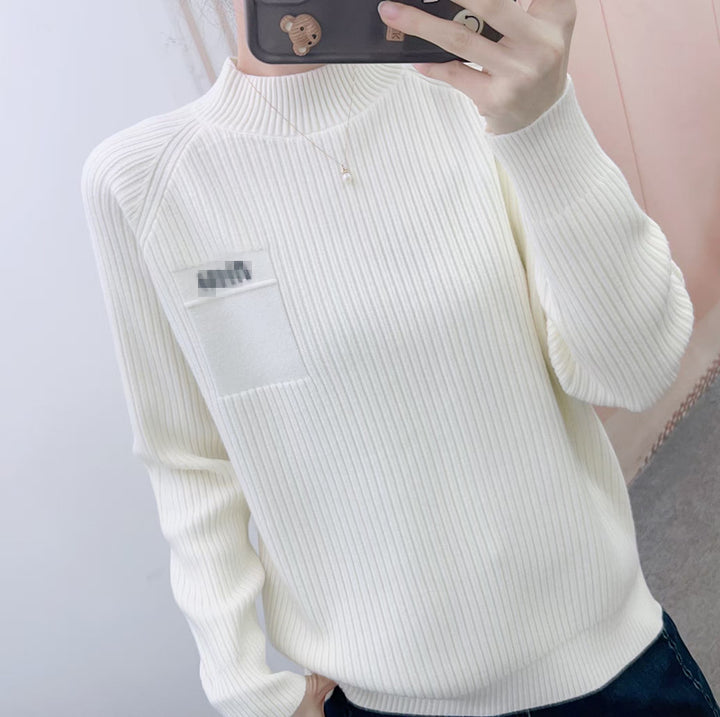 Dame Relaxed Fit Pullover med ståkrave og praktisk lomme Stilla