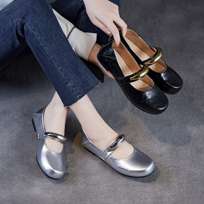 Dame Elegante Mary Jane Ballerinas med flot metallic akcent Stilla