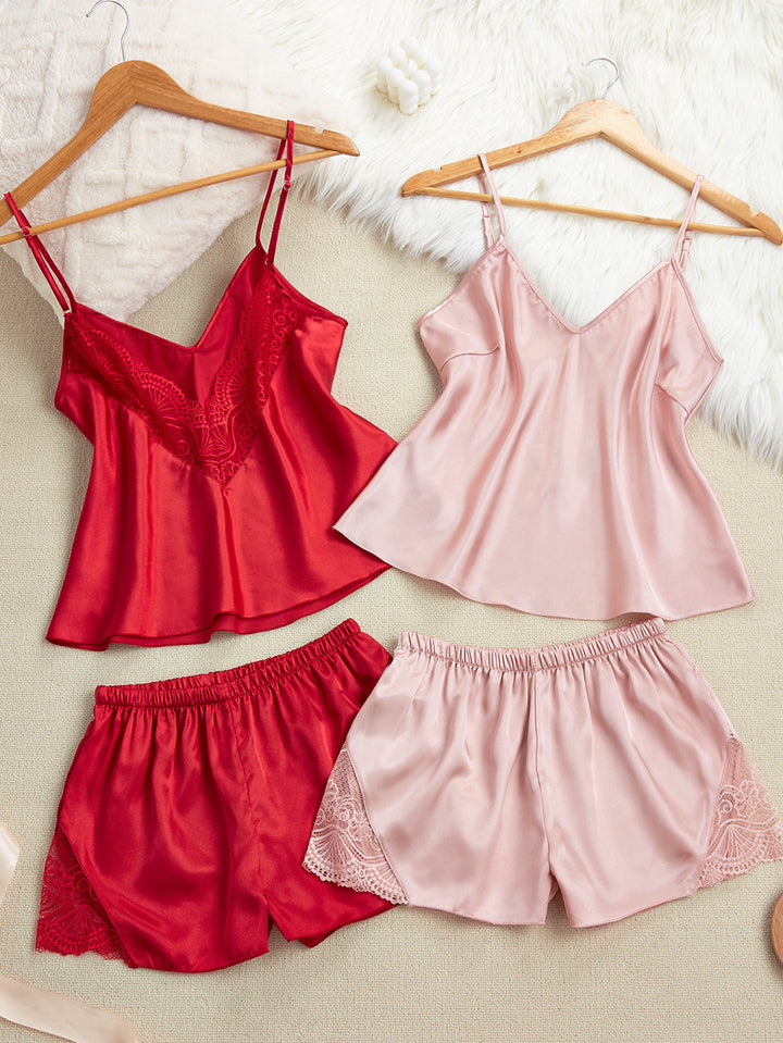 Dame Satin Camisole og Shorts Nattøj Stilla