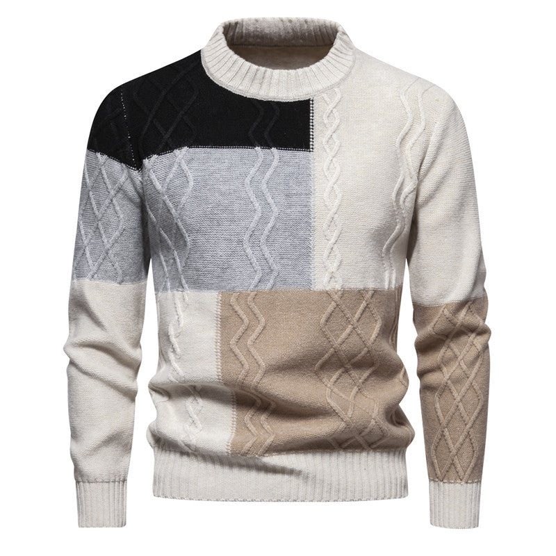 Herrernes Patchwork Kabelstrikpullover Stilla