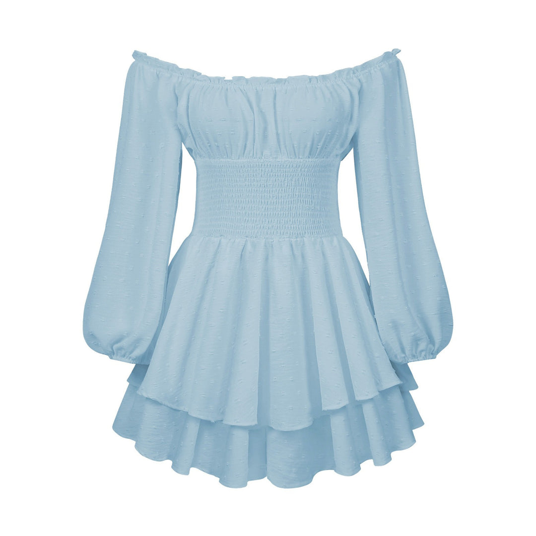 Dame Off-Shoulder Minikjole med Rynker og ballonformede ærmer Stilla