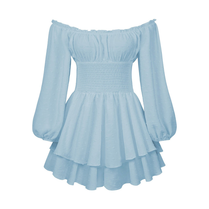 Dame Off-Shoulder Minikjole med Rynker og ballonformede ærmer Stilla