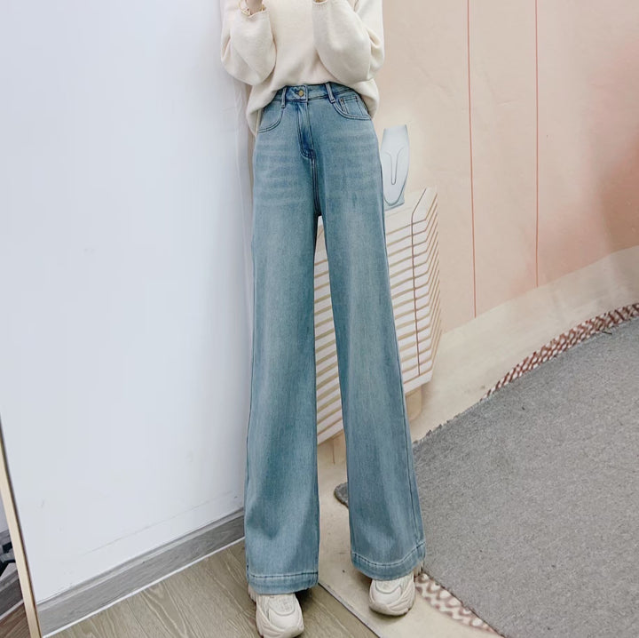 Dame Bred High-Waist Jeans med afslappet snit og elegant design Stilla