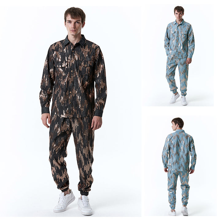 Herre Urban Camouflage Denim Ensemble Stilla