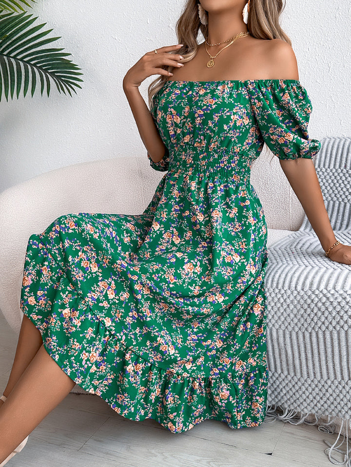 Dame trendy Off-Shoulder-kjole med bred pasform og blomsterprint Stilla