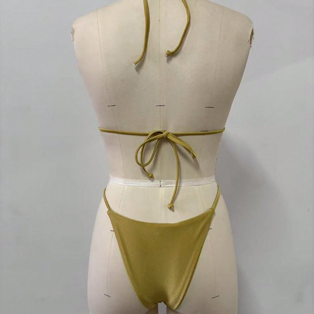 Dame triangel-bikini-sæt med stilfulde metalringe Skovae