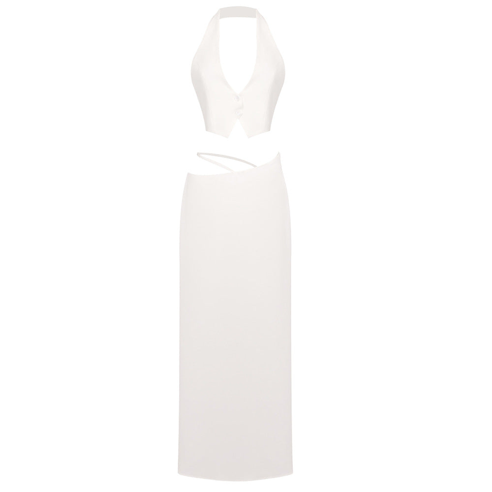 Damer Elegant Crop-Top med Maxiskirt Skovae