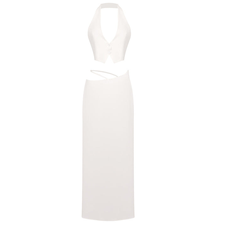 Damer Elegant Crop-Top med Maxiskirt Skovae