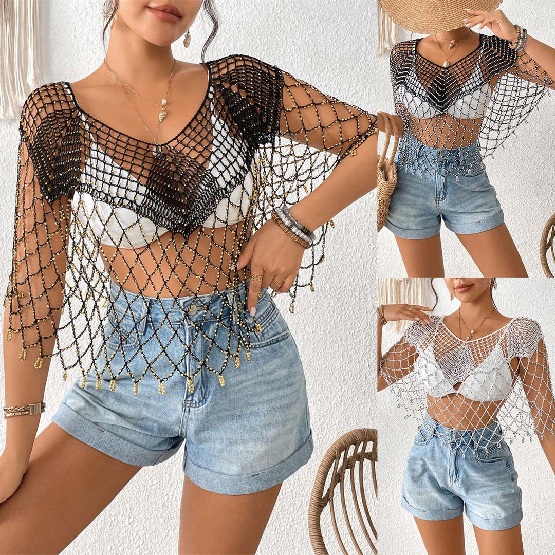 Dame Hækleperler Cover-Up Top Stilla
