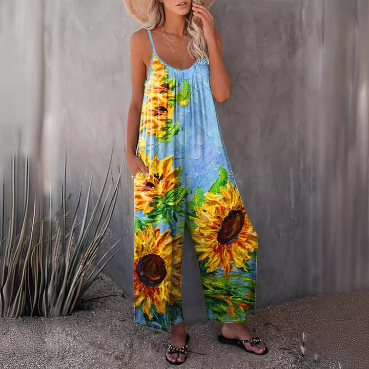 Dame Løs Jumpsuit med florale accenter og bredt ben Stilla