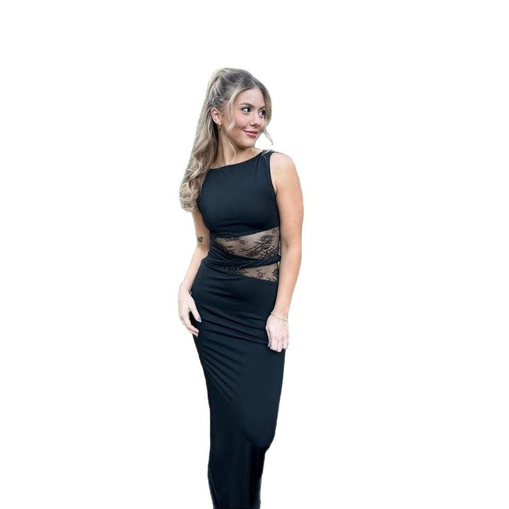 Stilla | Elegant Ærmeløs Spliced Lace Lang Kjole