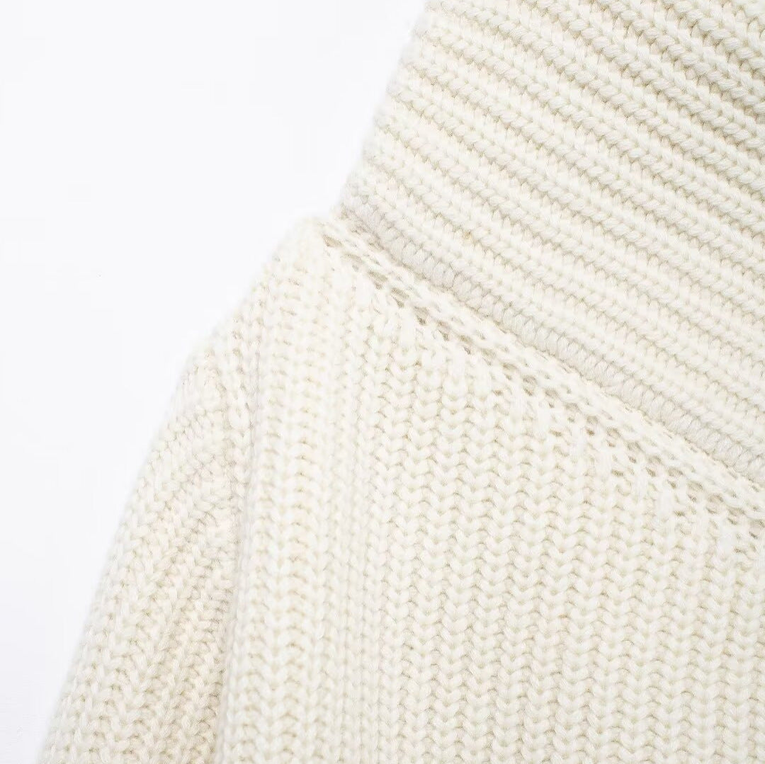 Femme Chunky Strik Asymmetrisk Pullover Stilla