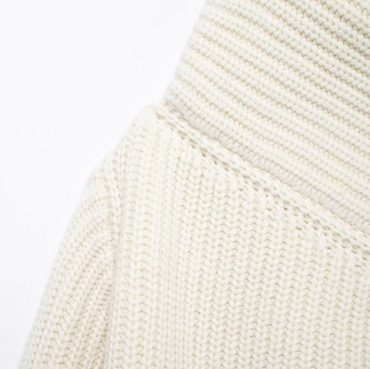 Femme Chunky Strik Asymmetrisk Pullover Stilla