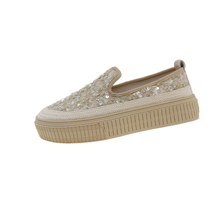 Dame Paillette-dekoreret Plattform Slip-On Sneakers Stilla