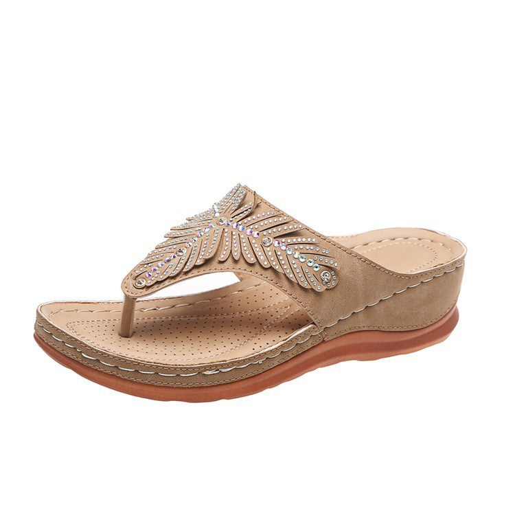Dame Elegante Pyntede Flip-Flop Sandaler Stilla