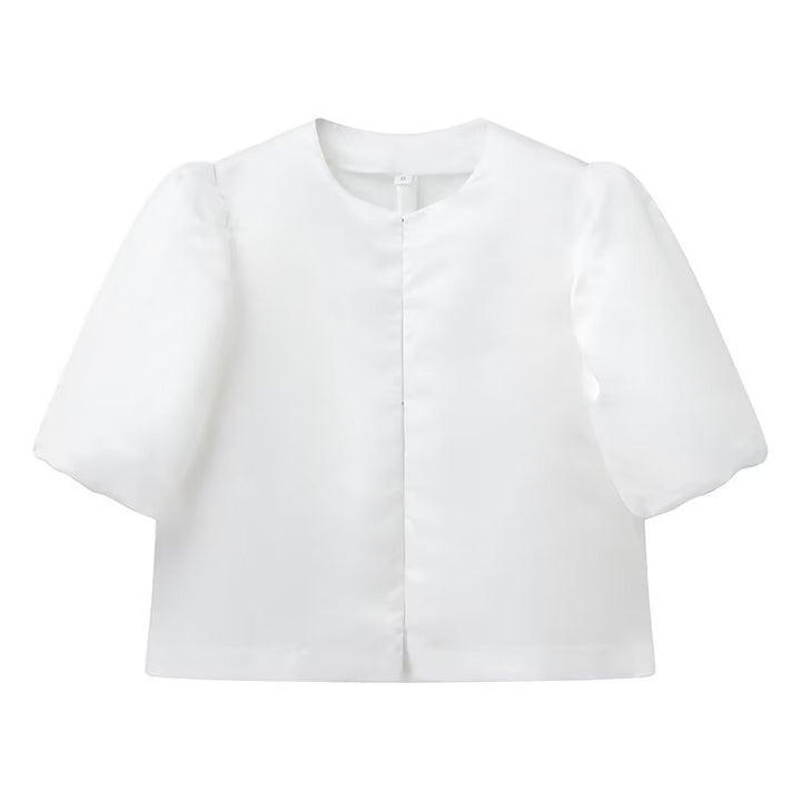 Dame elegant jakke med pufærmer og kort snit Stilla