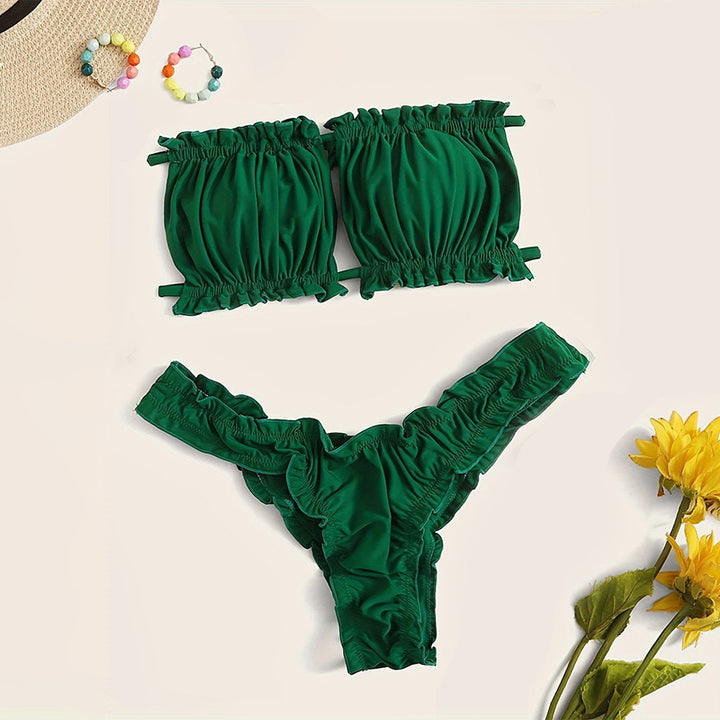 Dame bandeau-bikini-sæt med volangdetaljer Stilla