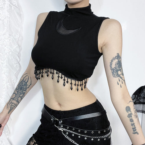 Dame elegant Crop-Top med perlepynt Skovae