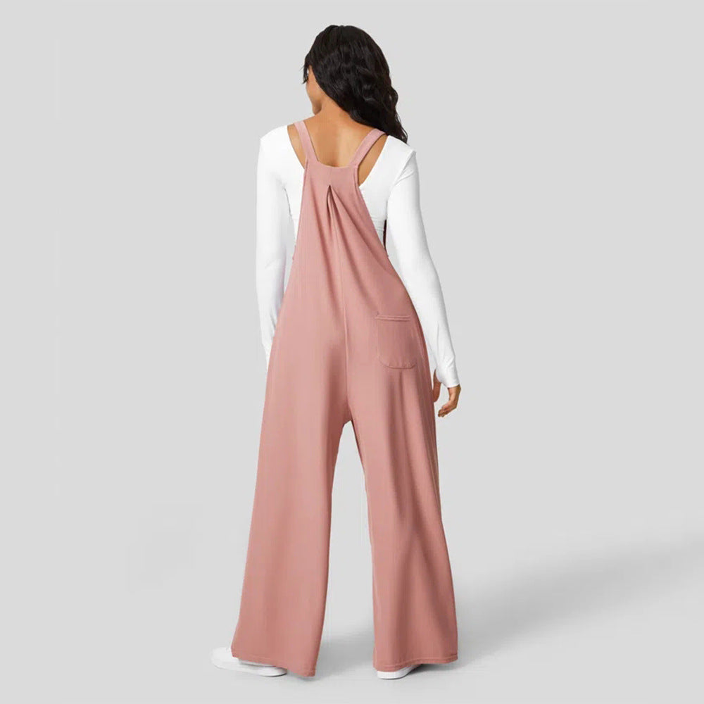 Kvinders afslappede jumpsuit med bred ben og elegant knapdetalje Stilla
