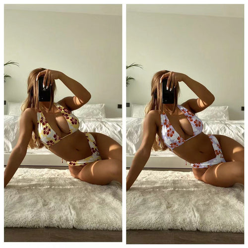 Dame Triangel-Bikini med justerbar trusse og flagrende design Stilla