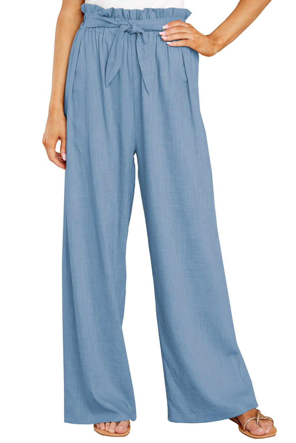 Dame bred sommerbukser med bælte og elastisk talje Stilla