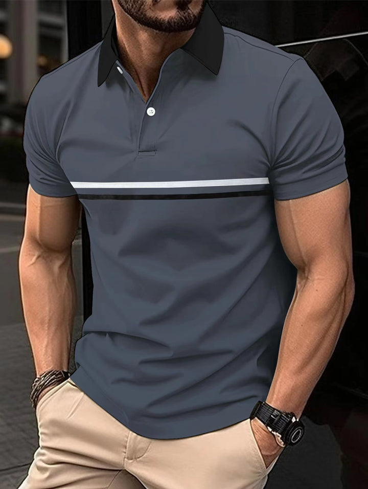 Herrer Stilfuld Stribet Sport Polo-Shirt Stilla