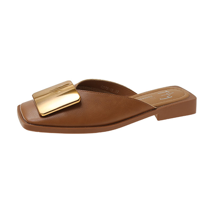 Dame Open-Toe Slide Mules med elegant gylden accent Stilla