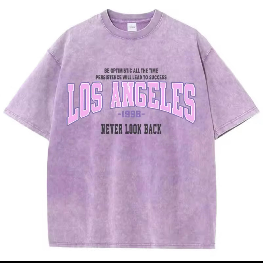 Dame komfortabelt statement T-shirt med retro Los Angeles print Stilla