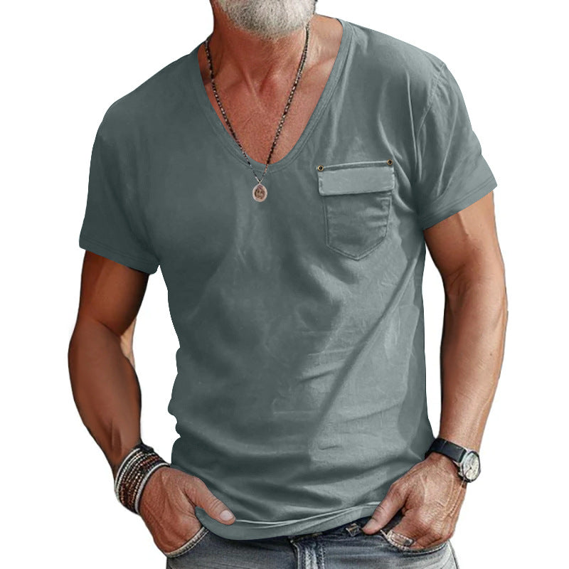 Herrer V-hals T-shirt med lommer Stilla