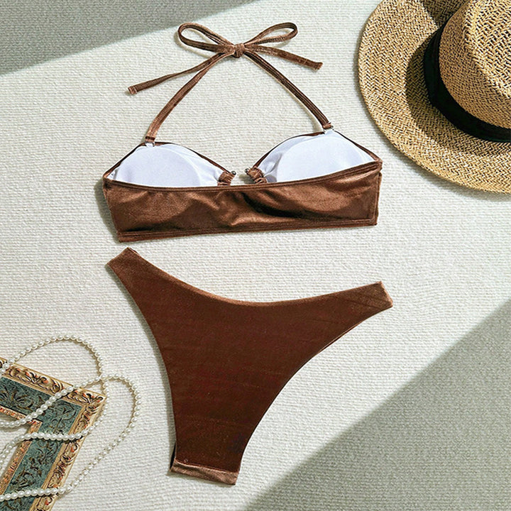 Dame Samt Twist-Front Bikini Sæt Stilla