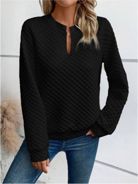 Kvinders sweatshirt med struktureret quiltet design og fashionskåret halsudskæring Stilla
