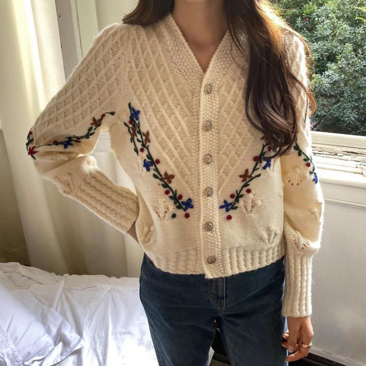 Femme Broderet Diamond Strik cardigan Stilla