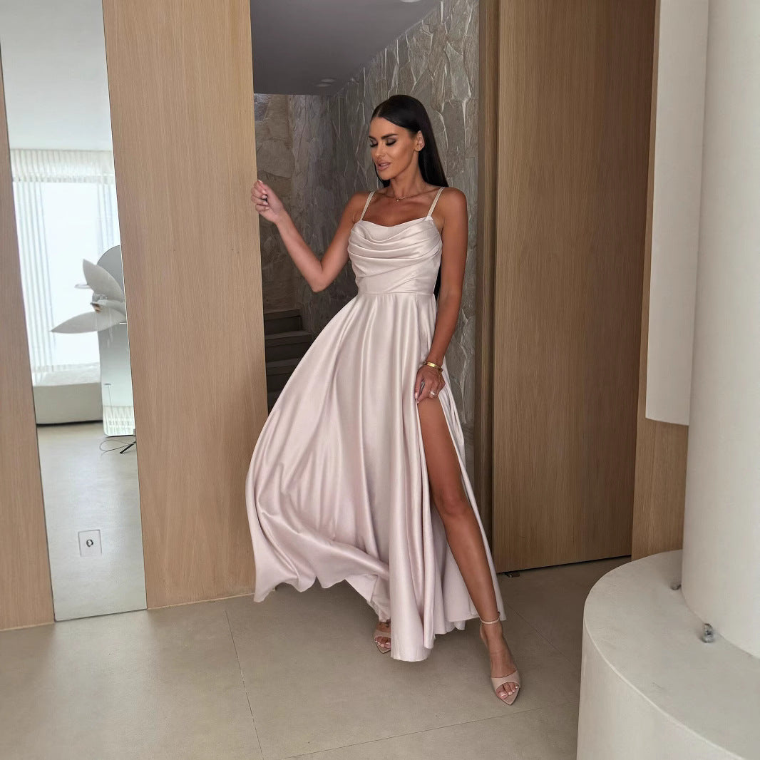 Dame Elegant Satin Aftenkjole Stilla